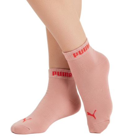 Puma skarpetki damskie 3-PAK za kostkę bawełna róż/czerwony/biały