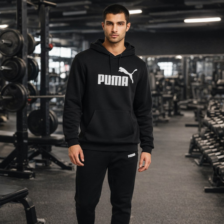 Puma bluza sportowa męska Ess Big Logo kangurka z kapturem czarna